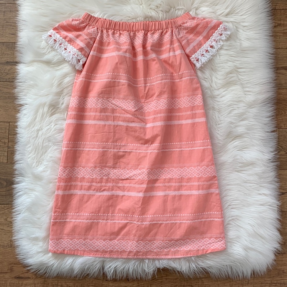 NWT Buckley K Tala Off the Shoulder Short Sleeve Dress Coral White Women XS